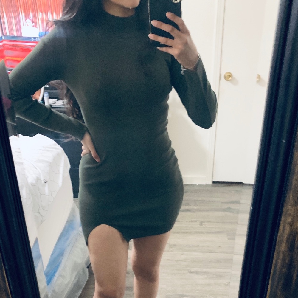 Olive green long sleeve dress